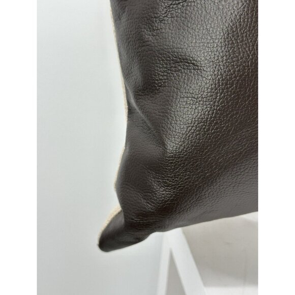 Caldeira Brown Leather Feathers Filled Throw Pillow U.K Made 22”x15” - Picture 7 of 12